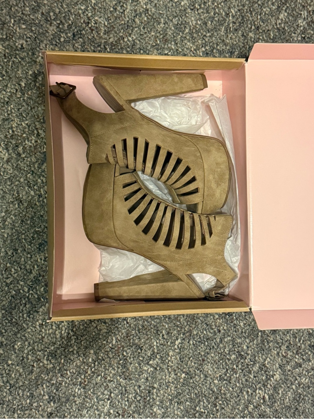 Women's Taupe Cutout Platform Heels